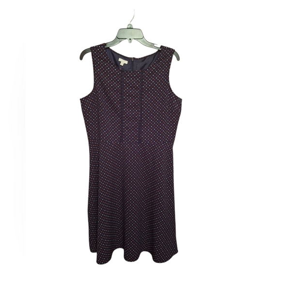 Talbots Polka Dot Sleeveless Dress Fit n Flare Ladies 14P Office SecretaryCore - Picture 3 of 6